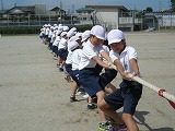 親子ペア演技の練習の画像